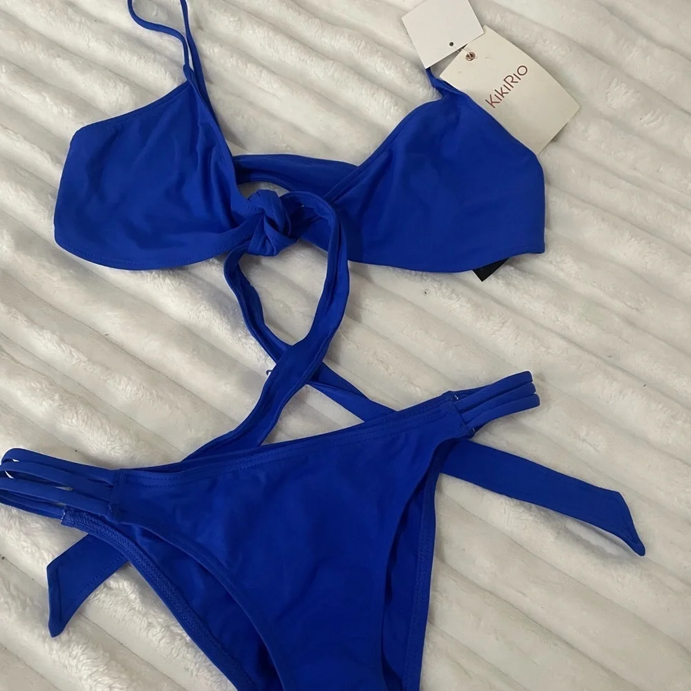 kikiRio Vibrant Blue Cutout Swimsuit